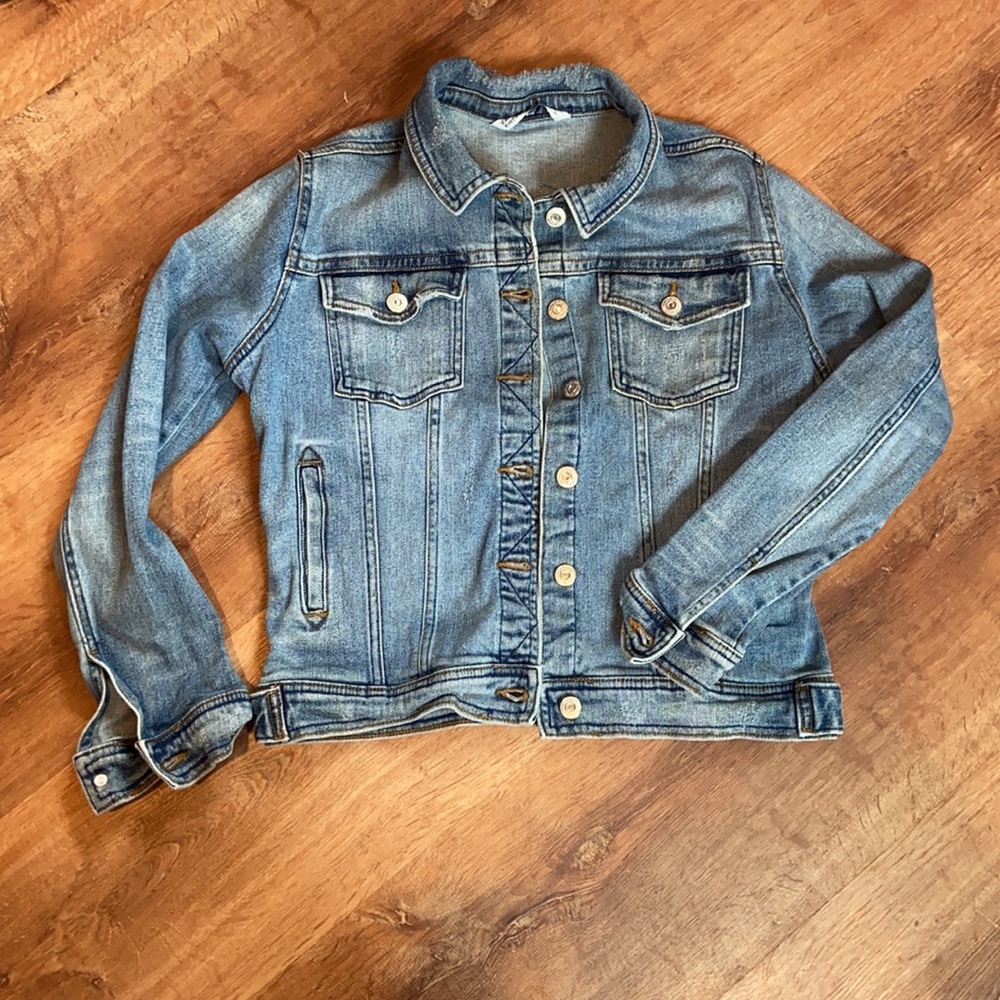 Zara Distressed Basic Denim Jacket Medium - image 2
